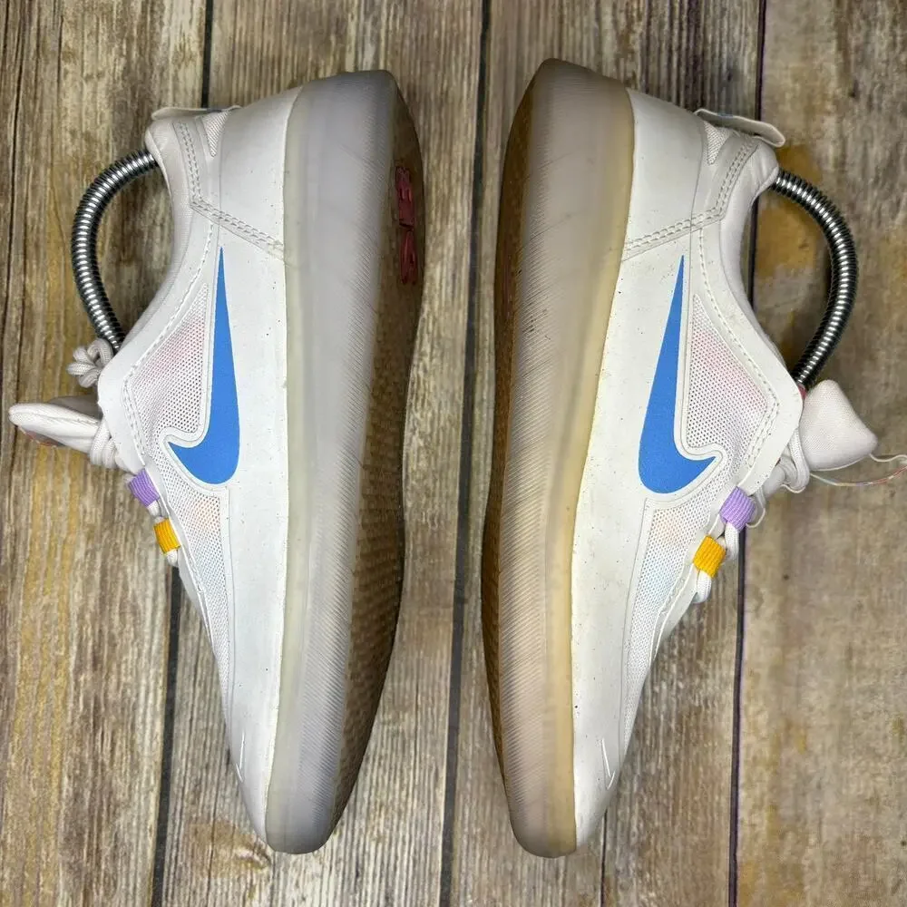 Nike SB Nyjah Free 2 White Rainbow Athletic Sneaker BV2078-106 Mens Sz‎ 7.5